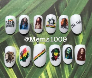 Arte en uñas Bob Marley (calcomanías de agua) arte en uñas jamaicano - Imagen 1 de 1
