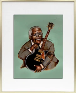 BB King - Original Drawing with Frame - Salvador Dali - Art by SLAZO - 16x20 - Picture 1 of 4