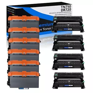 for Brother 6PK TN750 High Yield Toner+4PK DR720 Drum Unit HL-6180DWT DCP-8150DN - Picture 1 of 23