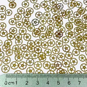 Lotto 100 ruote oro piatto 8 mm parte artistica alterata ingranaggio orologiai steampunk - Foto 1 di 6