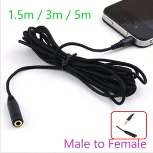 1.5m 3m 5m Earphone Headset Audio Extension Cable Male to Female Nylon Wire 3.5  - Picture 1 of 7