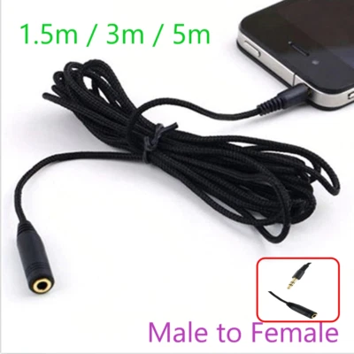 1.5m 3m 5m Earphone Headset Audio Extension Cable Male to Female Nylon Wire 3.5  - Image 1 of 4