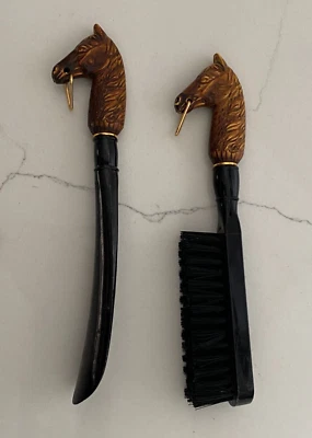 Vintage Bakelite Horse Head Brush & Shoe Horn Set Japan Mid Century - Image 1 of 4