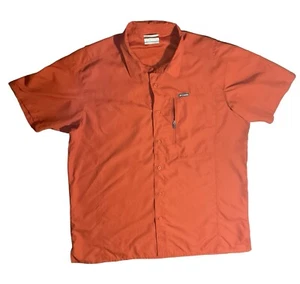 Columbia Men's Kestrel Trail Shirt Button Down Short Sleeve Hiking Orange Large - Picture 1 of 5