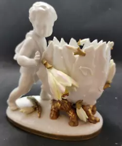 Antique Moore Bros. Porcelain Cherub Floral Cactus Vase Bowl - READ! - Picture 1 of 8