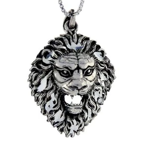 Sterlingsilber Löwenkopf Anhänger, Italienische Kiste Kette - Bild 1 von 2