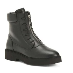 NWOB Aquatalia Leather Combat Zip Front Boots Italy Size 7(US) - Picture 1 of 8