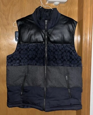 COACH MENS DOWN PUFFER SIGNATURE PRINT TRIM DOWN XL(B30) - Image 1 of 4