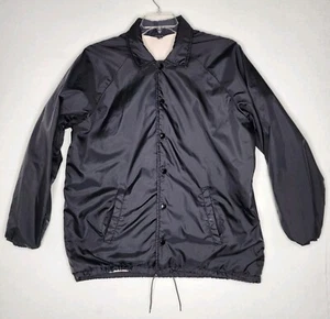 Giacca a vento vintage Trax anni 80 nera taglia L bottoni a pressione nylon foderata vuota - Foto 1 di 20