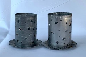 Set 2 Star Pierced Tin SW Votive Candle Holders. Old New Mexico Style 3.5” Tall - Picture 1 of 6