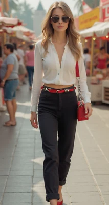 Mujeres Rojo Ajustado Trenzado Nueva Colección Moda Cinturón Plateado Metal Gancho Hebilla M Foto 1 de 4