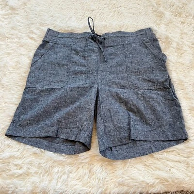 Pantalones Cortos Talbots Mujer Talla 8 Azul Mezcla de Lino Pull On Boho Beachy Lounge 14155 Foto 1 de 4