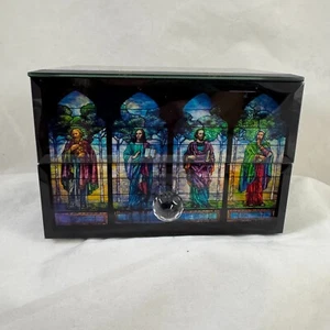 Museum Of The Bible Religious Stained Glass Style Rosary Trinket Jewelry Box - Picture 1 of 12