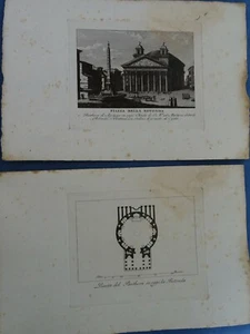 INCISIONI ALL'ACQUAFORTE 1830-ROMA-VEDUTA E PIANTA PIAZZA DELLA ROTONDA-PANTHEON - Imagen 1 de 2