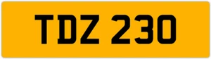TDZ 230 T 3x3 DATELESS PRIVATE NUMBER PLATE TOM TONY TEL TOD TODD TAM TAJ TRACE - Picture 1 of 1