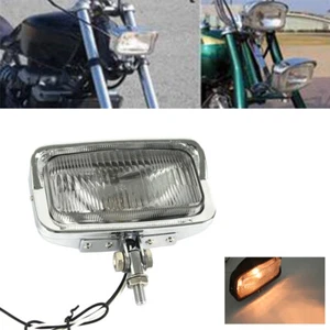 Chrome Retro Style Square Headlight Headlamp For Chopper Cafe Racer Bobber Dyna - Picture 1 of 9