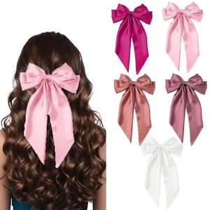 5 PCS Hair Bows Clip for Women, Oversized Long Tail Hair Bows Satin Ribbons H... - Picture 1 of 9