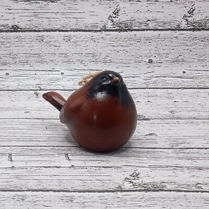 Wooden Bird Ornament Christmas Carved Brown  - Picture 1 of 4