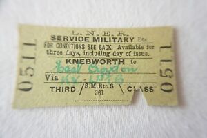 1942 Knebworth to East Croydon LNER Railway Train Ticket>