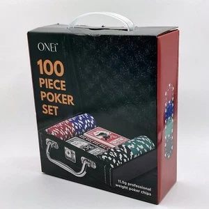 ONEi Professional Weight Poker Chips Set 100 Pc 11.5g w/Carry Case, Dices, Cards - Picture 1 of 5