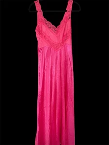 Vintage Eyefuls Olga Styled Lingerie Full Sweep Maxi Night Gown Size Small Pink - Picture 1 of 5