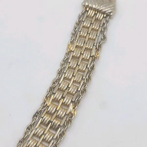 Vintage Goldette Bracelet Gold Tone Weave 6.5" READ - Picture 1 of 11