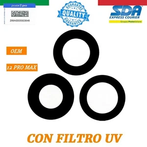 LENTE VETRO FOTOCAMERA POSTERIORE ORIGINALE CON FILTRO UV PER IPHONE 12 PRO MAX - Imagen 1 de 2