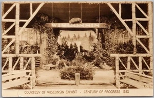1933 CHICAGO WORLD'S FAIR Real Photo RPPC Postcard "WISCONSIN EXHIBIT" w/ Cancel - Picture 1 of 2
