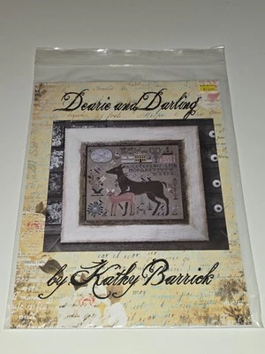 Kathy Barrick Dearie And Darling Cross Stitch Pattern ONLY! Primitive Deer NEW - Image 1 of 4