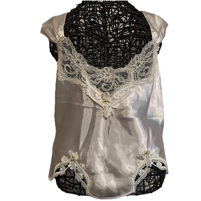 VTG Lingerie Teddy Terry Russo M Lace Sexy Panties Petal Pink Ethereal Romantic - Image 1 of 4