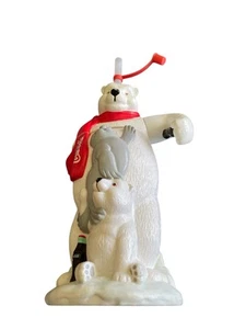 Coca-Cola Collectible Insulated Cup Polar Bear Seal and Baby Cub with Straw - Picture 1 of 3