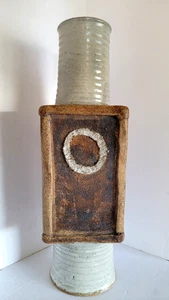 Vaso alto vintage metà secolo studio costruito a mano, gettato terracotta 21" - Foto 1 di 10