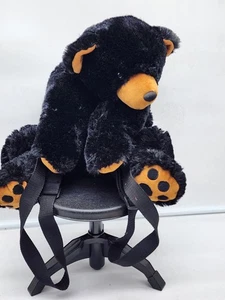 Soft Plush Black Bear Backpack with Adjustable Straps Zippered Pocket Cute - Picture 1 of 6