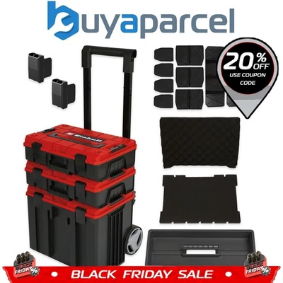 Einhell E-Case 3 PC Tower Rolling Mobile Tool Storage Box Trolley Modular Cases - Image 1 of 4