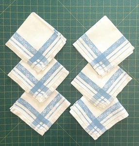 Vintage Leinen Servietten blau Damast Hohlsaum Set sechs Landhaus Kern Landhaus - Bild 1 von 4