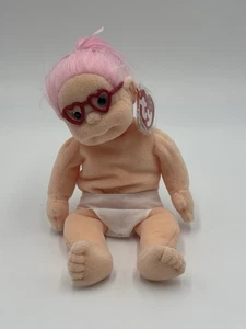Vintage Ty Beanie Niños Luvie Pelo Rosa Rojo Corazón Gafas Peluche Suave Muñeca de Peluche - Imagen 1 de 7