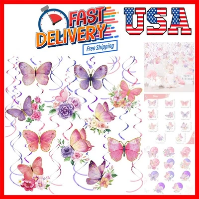 30 Piezas Mariposa Fiesta Decoraciones Acuarela Púrpura Mariposa Colgante Swi... Foto 1 de 4
