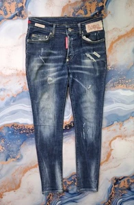 Dsquared2 Blue Classic Slim Jeans W32 L31 Denim Distressed Pants Slim-Fit Frayed - Picture 1 of 5