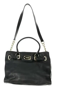 Michael Kors Large Hamilton Soft Black Leather Gold Toned Bag 142913 - Picture 1 of 4