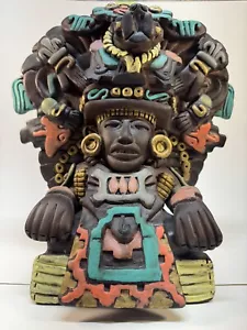MEXICAN MAYAN Terracotta AZTEC WARRIOR Clay Pottery MEXICO FolkArt Figurine 11” - Picture 1 of 11
