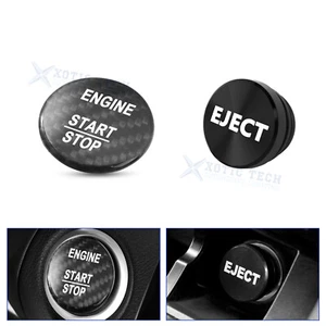 Black Carbon Engine Start + Cigarette Lighter Eject Button Trim For Mercedes B C - Picture 1 of 7
