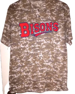 Camo Bison Jersey T-shirt Sheer Bisons Medium - Picture 1 of 5