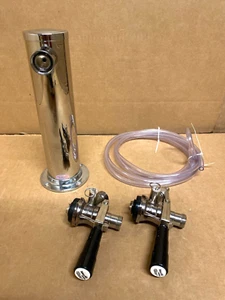 Bev Rite Draft Beer Tower Faucet Dispenser Chrome with Talos Keg Coupling Lot - Picture 1 of 17