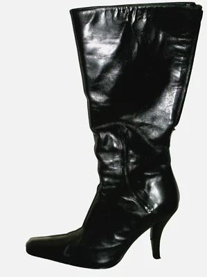 $1.6K CESARE PACIOTTI Botas de Cuero Negras Fairycore Ravencore Goth EE. UU. 7.5 UE 38 Foto 1 de 4