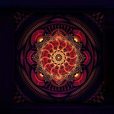 UV Backdrop Psychedelisch Kunst Schwarzlicht Wandbehang Psy Goa Deko Neon Banner - Bild 1 von 4