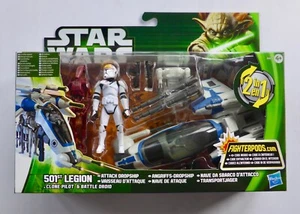 STAR WARS NEW TCW CLONE WARS 501ST LEGION DROPSHIP CLONE PILOT BATTLE DROID MISB - Picture 1 of 11