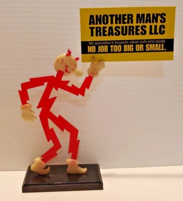 Vintage REDDY KILOWATT Business card Figure - Red w/Black Stand - Image 1 of 4