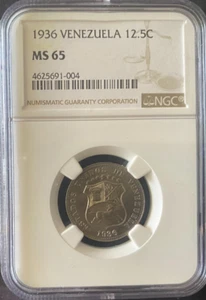 VENEZUELA, 1936, 12.5C, NGC MS 65 - Foto 1 di 8