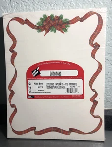 New Christmas Letterhead Paper 100 ct - "PLAID BOW" - Great Papers