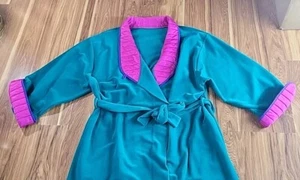 70s Vtg Vanity Fair Womens Large Fleece Terry Robe Nightgown House Coat Green - Picture 1 of 7